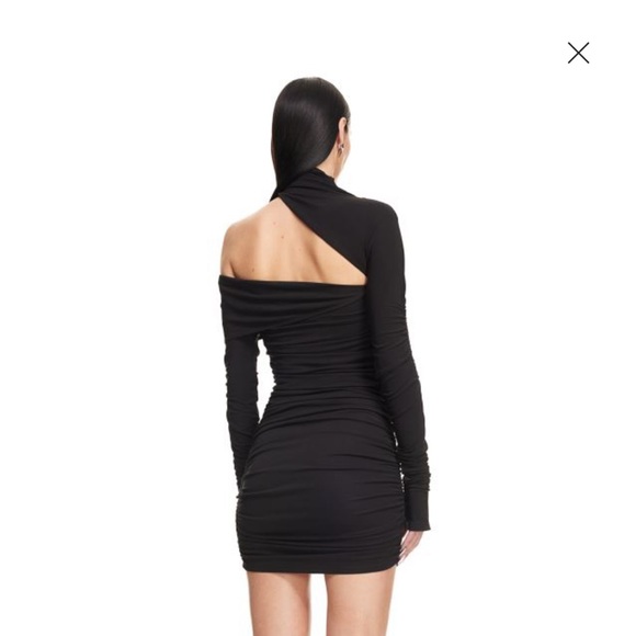 Mugler H&M Gathered One-shoulder Mini Dress - Picture 3 of 5